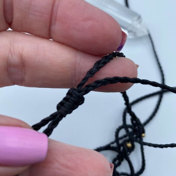 Labradorite Macramé Celine Floral Mandala Brass Boho Necklace - Picture 5 of 9